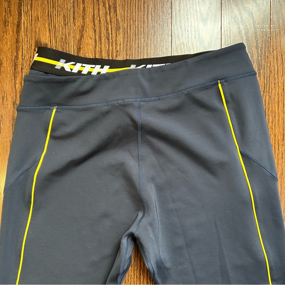 NWOT Kith Leggings Navy Blue with Yellow Accents